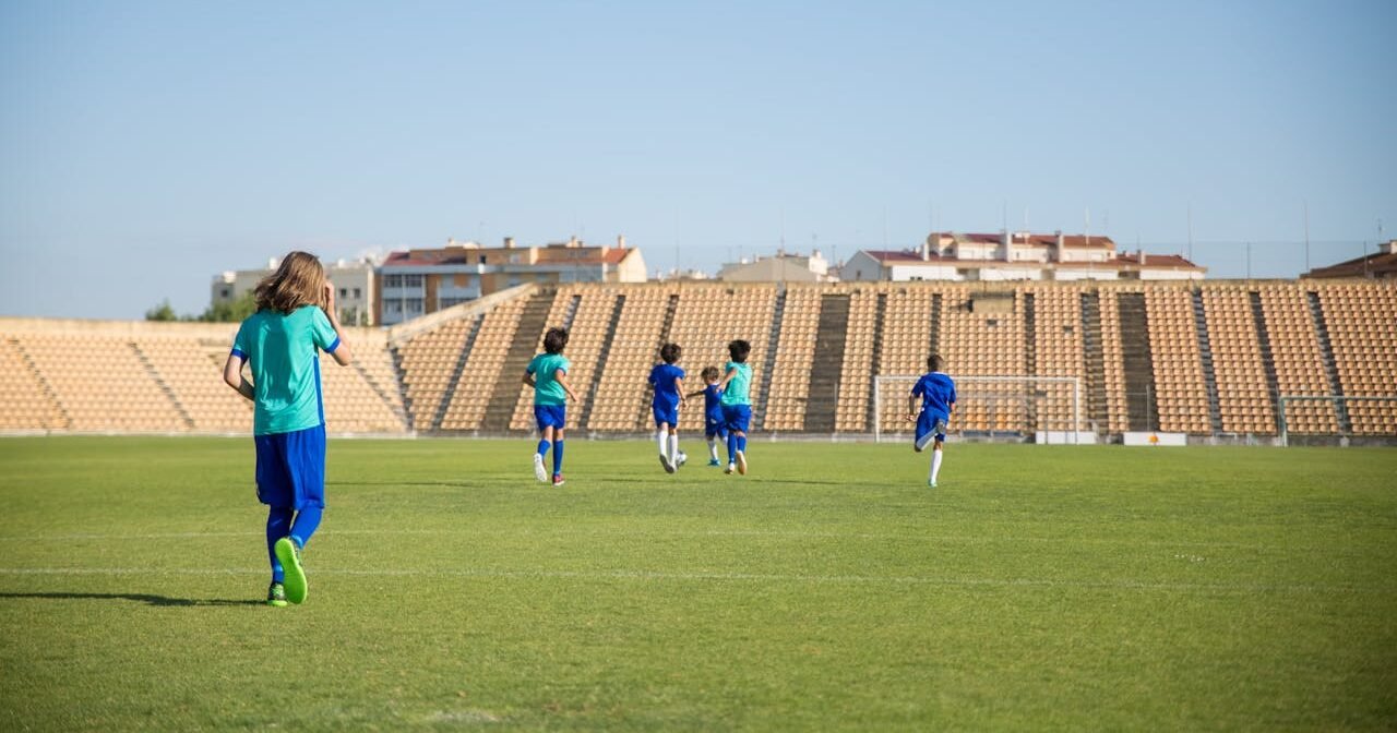 Children playing soccer