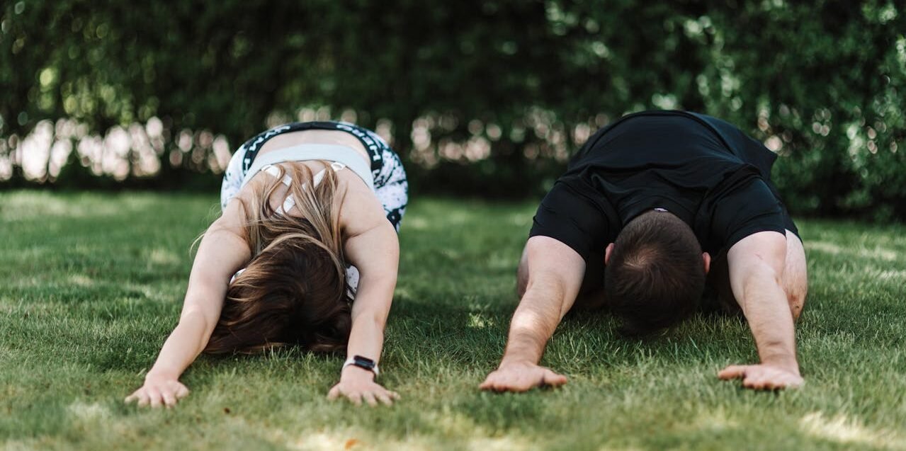 Children practicing yoga